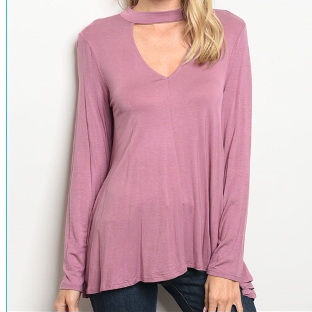 Mauve Color Long Sleeve Tunic Top - Picture 6 of 7